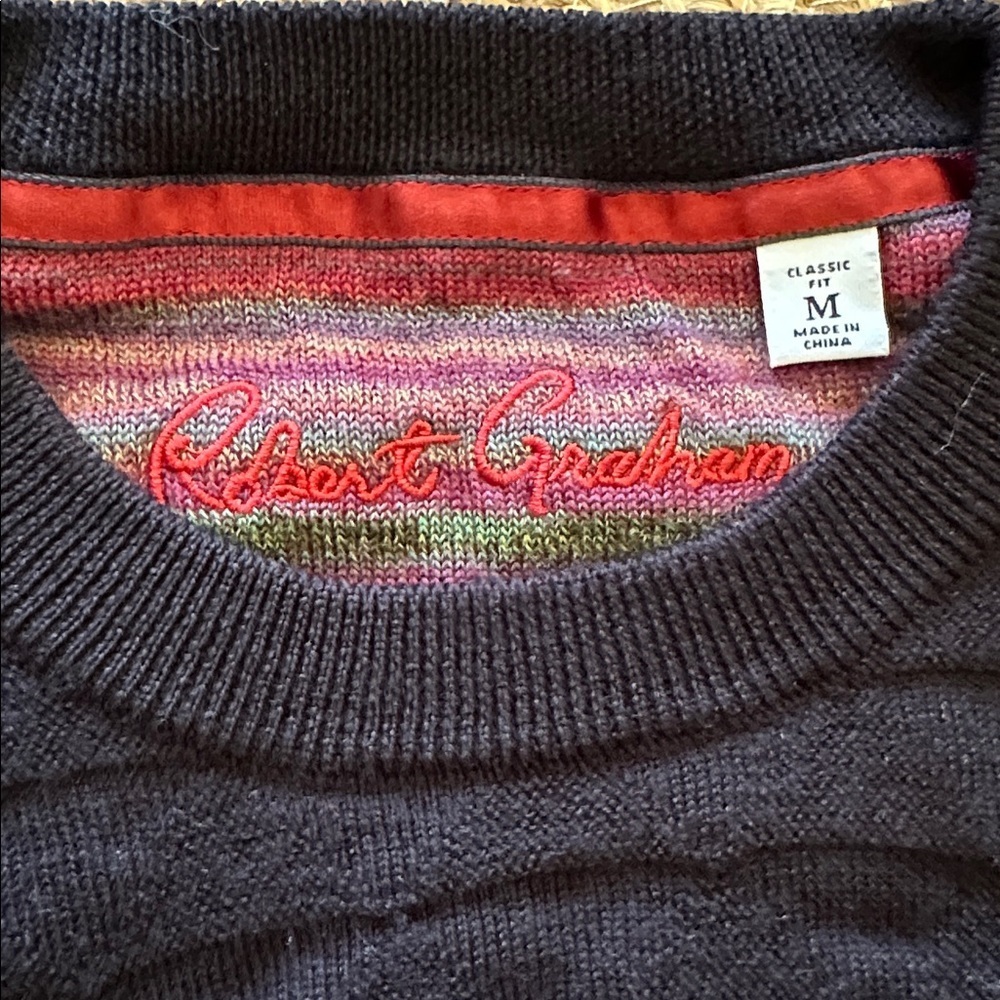 Robert Graham Geometric Classic Fit Wool Crew Neck Sweater - Picture 3 of 6